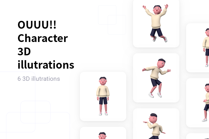 Premium OUUU!! Character 3D Illustration pack from People 3D Illustrations