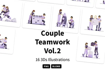 Paar-Teamwork Band 2 3D Illustration Pack