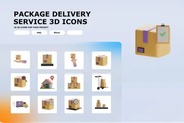 荷物配送サービス 3D Iconパック