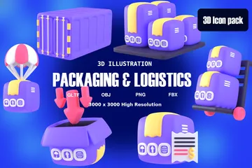 Packaging And Logistics 3D Icon Pack