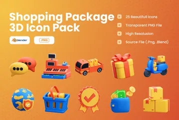 Pacote de compras Pacote de Icon 3D