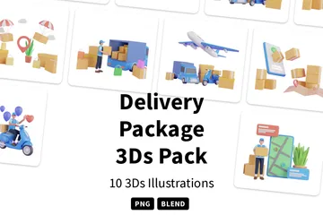 Pacote de entrega Pacote de Illustration 3D