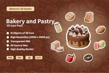 Padaria e Pastelaria Pacote de Icon 3D