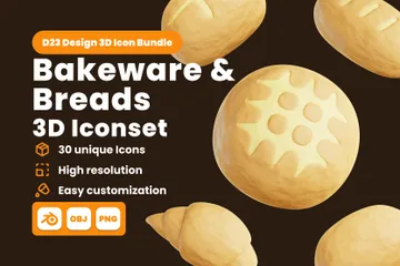 Bakeware e pães Pacote de Icon 3D