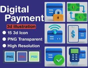 Pagamento digital Pacote de Icon 3D