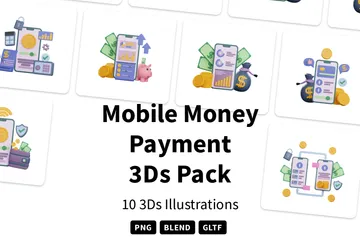 Pagamento de dinheiro móvel Pacote de Illustration 3D