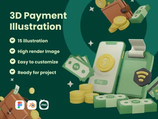 Dinero y pago Paquete de Icon 3D