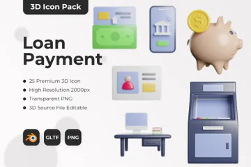 Pago de préstamo Paquete de Icon 3D