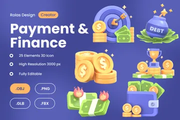 Pago y finanzas Paquete de Icon 3D