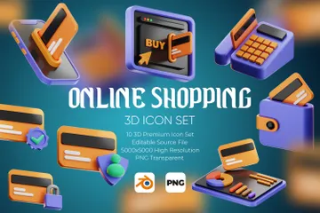 Paiement des achats en ligne Pack 3D Icon