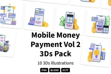 Paiement en argent mobile Vol 2 Pack 3D Illustration