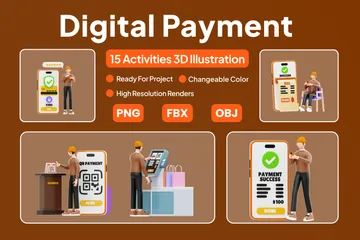 Paiement numérique Pack 3D Illustration