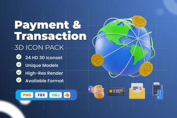 Transaction de paiement 3D Icon Pack