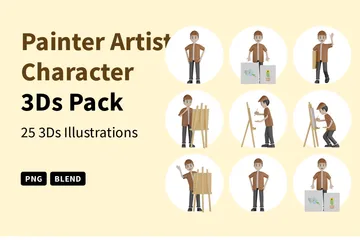 Painter Artist Character 3D Illustration Pack