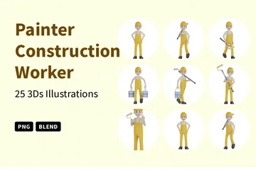 Painter Construction Worker 3D Illustration Pack