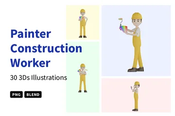 Painter Construction Worker 3D Illustration Pack