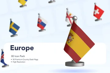 Bandera de escritorio de país - Europa Paquete de Icon 3D