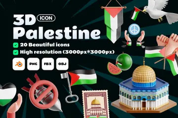 Free Palestina Pacote de Icon 3D