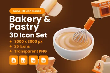 Panadería y Pastelería Paquete de Icon 3D