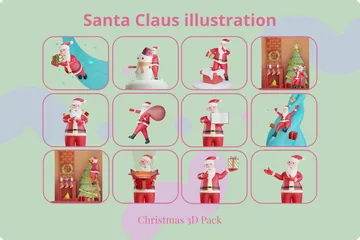 Papai Noel Pacote de Illustration 3D