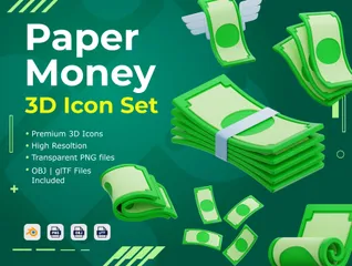 Papel moeda Pacote de Icon 3D