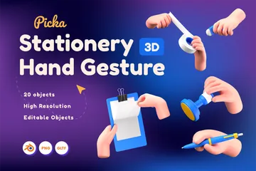 Geste de la main de papeterie Pack 3D Icon