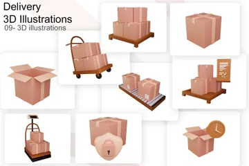 Paquete de entrega Paquete de Illustration 3D