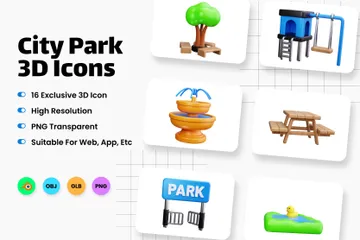 Parc de ville Pack 3D Icon