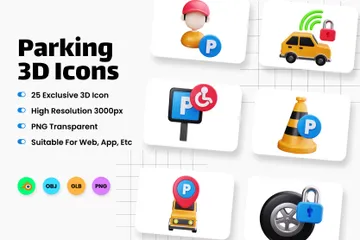 Parking 3D Icon Pack