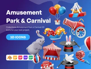 Parque de Diversões e Carnaval Pacote de Icon 3D