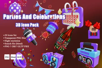 Parties And Celebrations 3D Icon Pack