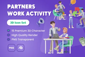Partner Work Activity 3D Illustration Pack