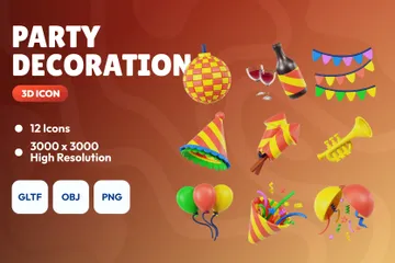 Party Dekoration 3D Icon Pack