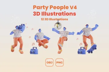 Party-Leute V4 3D Illustration Pack