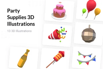 Party Supplies 3D Illustration Pack