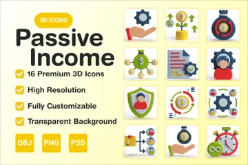 Passives Einkommen 3D Icon Pack