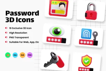 Password 3D Icon Pack