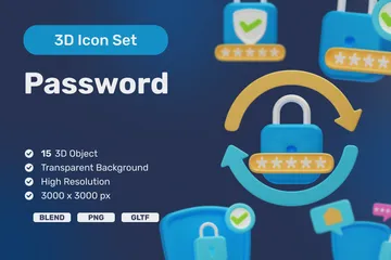 Password 3D Icon Pack