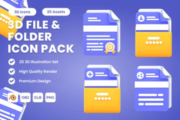 Pasta de arquivo Pacote de Icon 3D
