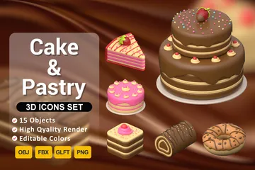 Pastel y pastelería Paquete de Icon 3D