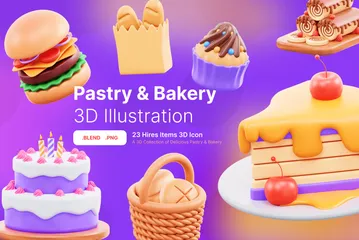 Pastelería y Panadería Paquete de Icon 3D