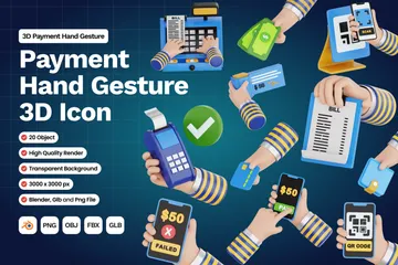 Payment Hand Gesture 3D Icon Pack