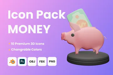 Payment Of Physical Money 3D Icon Pack