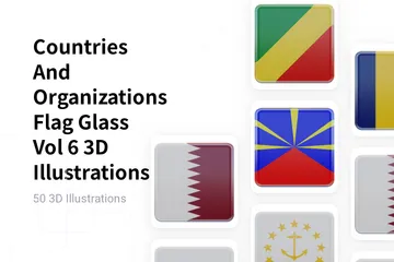 Pays et organisations Flag Glass Vol 6 Pack 3D Flag