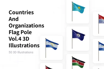 Mât de drapeau des pays et des organisations Vol.4 Pack 3D Illustration