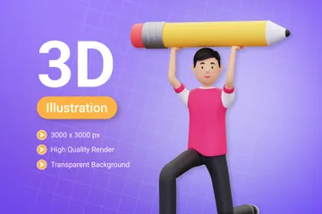 Pencil 3D Illustration Pack