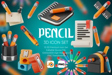 Pencil 3D Icon Pack