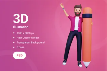 Pencil 3D Illustration Pack