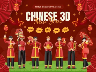 People Chinese New Year 3D Illustration Pack