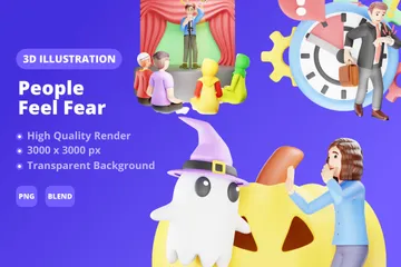 People Feel Fear 3D Illustration Pack